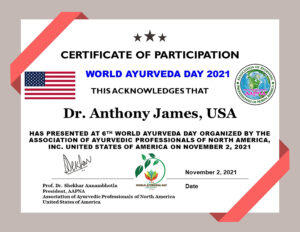 AAPNA World Ayurveda Day Dr. Anthony B. James Presenter November 2nd. 2021